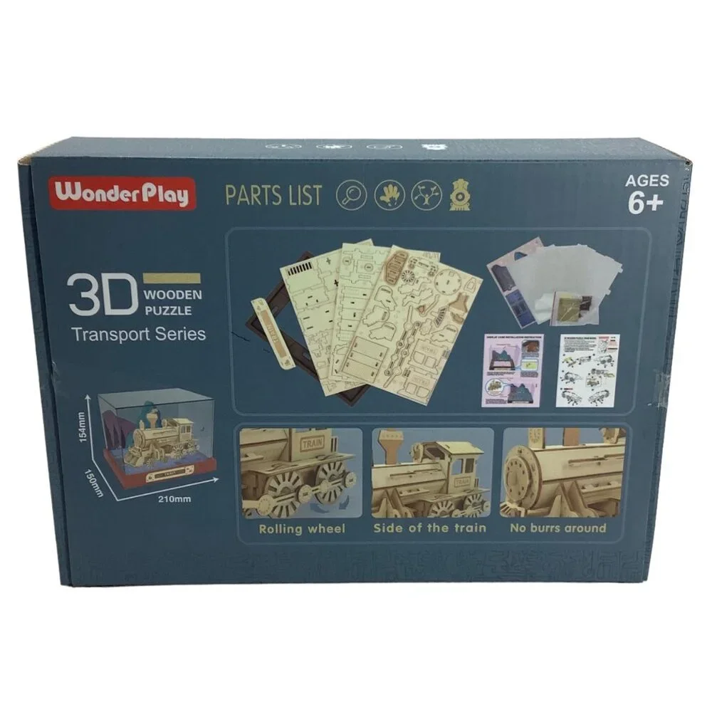 WonderPlay 3D Transport Series Steam Train‎ Wooden Jigsaw Puzzle 66 Pieces 6+